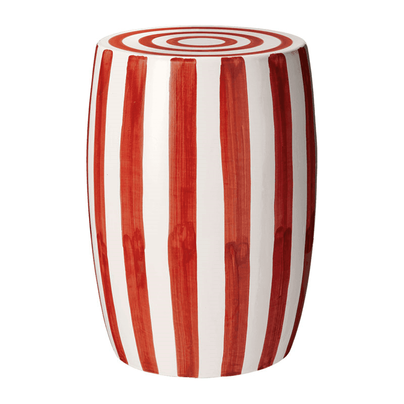 Rander Ceramic stool, D32 x H46cm, Red/White
