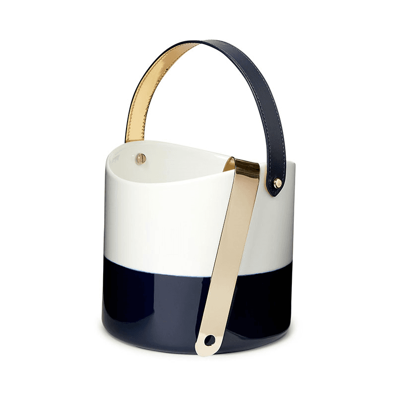 Wyatt Ice bucket with tong, Navy & White