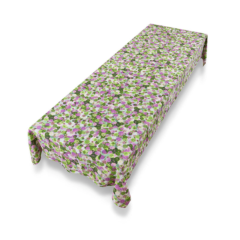 Le Marché aux Fleurs Linen Tablecloth, 300cm x 165cm, Purple/Pink/Green