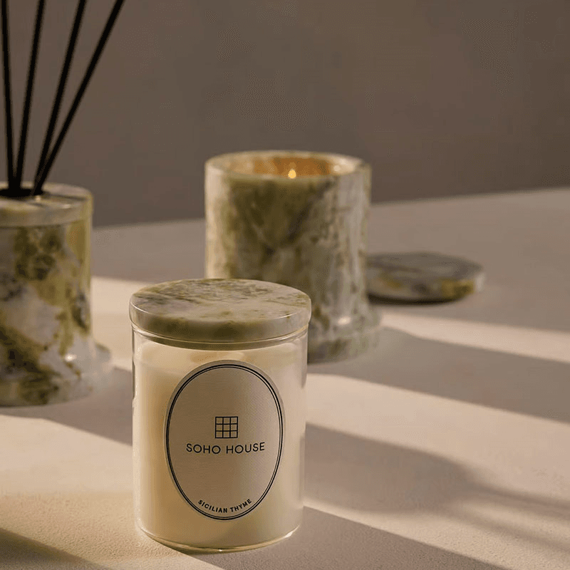 Sicilian Thyme & Apple Marble Candle, 250g, Jade