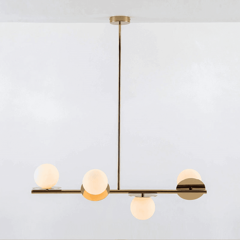 Disk Opal Pendant Light, H108cm, Brass