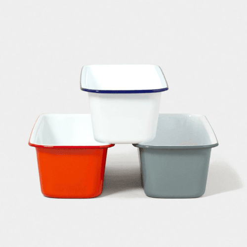Image showing the Loaf Tin, White with Blue Rim product.