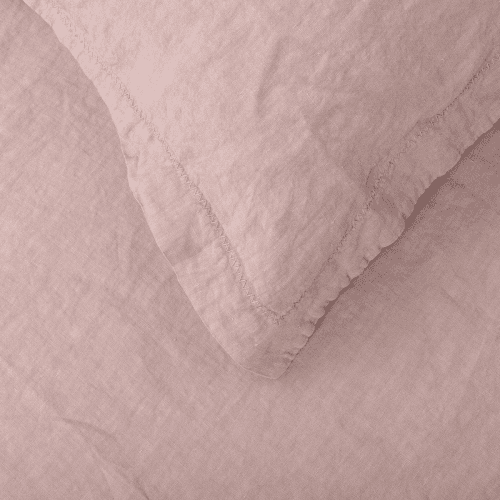 Image showing the Washed Linen Linen Oxford Pillowcase, Dusky Pink product.
