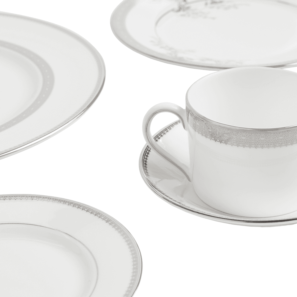 Lace 10 Piece Dinnerware Set, Platinum
