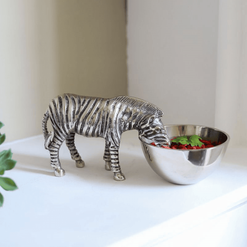 Wild Zebra Nibbles Bowl, L26 x W12 x H11.5cm, Silver