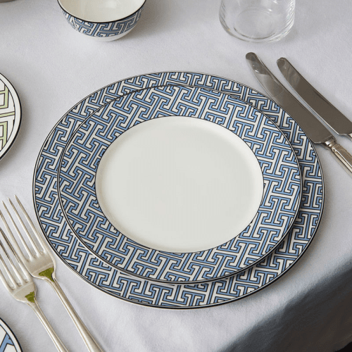 Image showing the Maze Set of 2 Dessert Plate, D21cm, Cornflower Blue product.