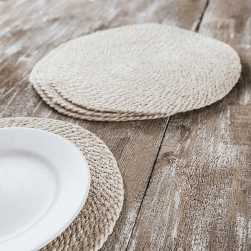 Image showing the Jute Set of 4 Placemats, D38cm, Natural product.