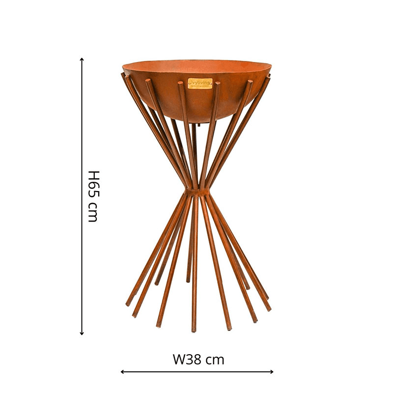 Dakota Tall Metal  Fire Pit, H65cm, Rust