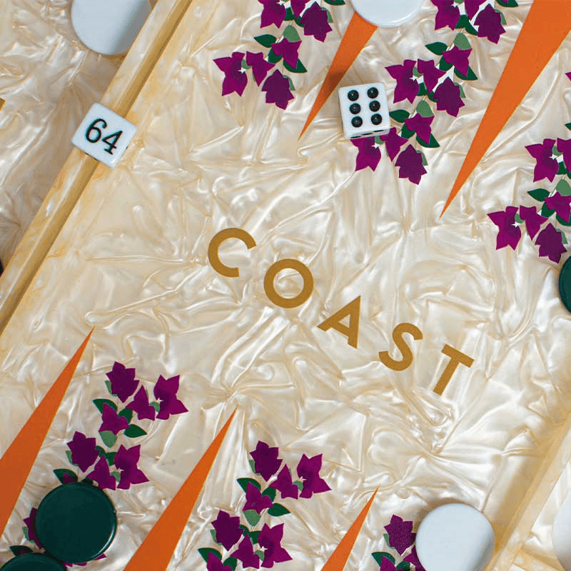 Amalfi Coast Backgammon Board, L45 x W38cm, Cream