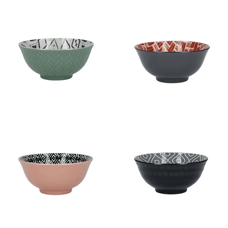 Designed For Life Set of 4 Bowls, D15.5cm, Green/Black