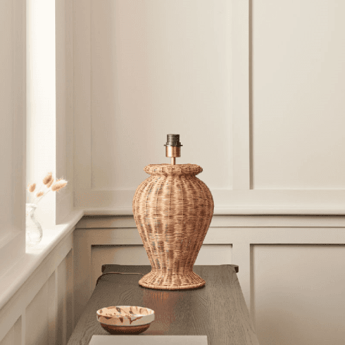 Image showing the Athena Table Lamp & Scalloped Rattan Shade, H60.5cm, Brown product.