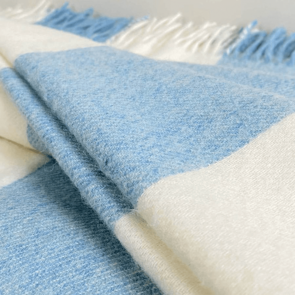 The Bryon Merino Lambswool Throw, 140 x 185cm, Blue