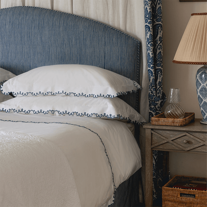 Thea Scalloped Oxford Pillowcase, Standard, Denim