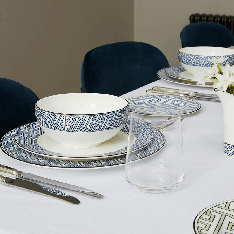 Maze Set of 2 Dessert Plate, D21cm, Cornflower Blue