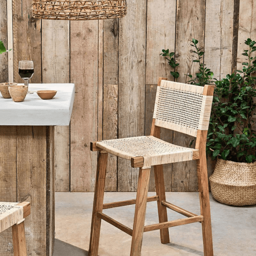 Image showing the Madrisana Acacia & Rattan  Bar Stool, H105cm, Natural product.