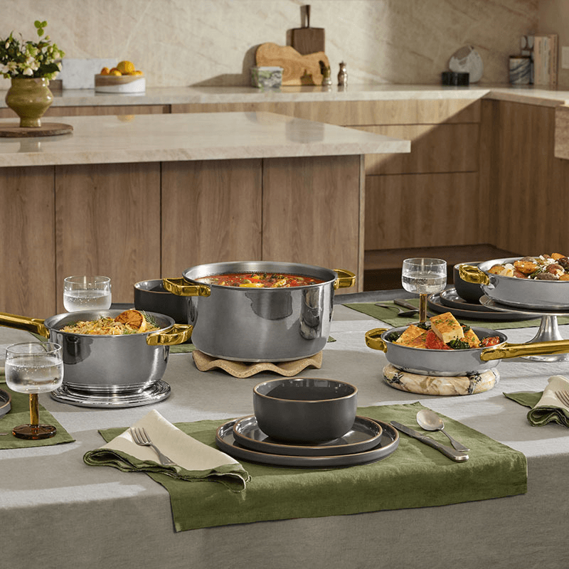 Titanium Pro Cookware Set, Chrome & Gold