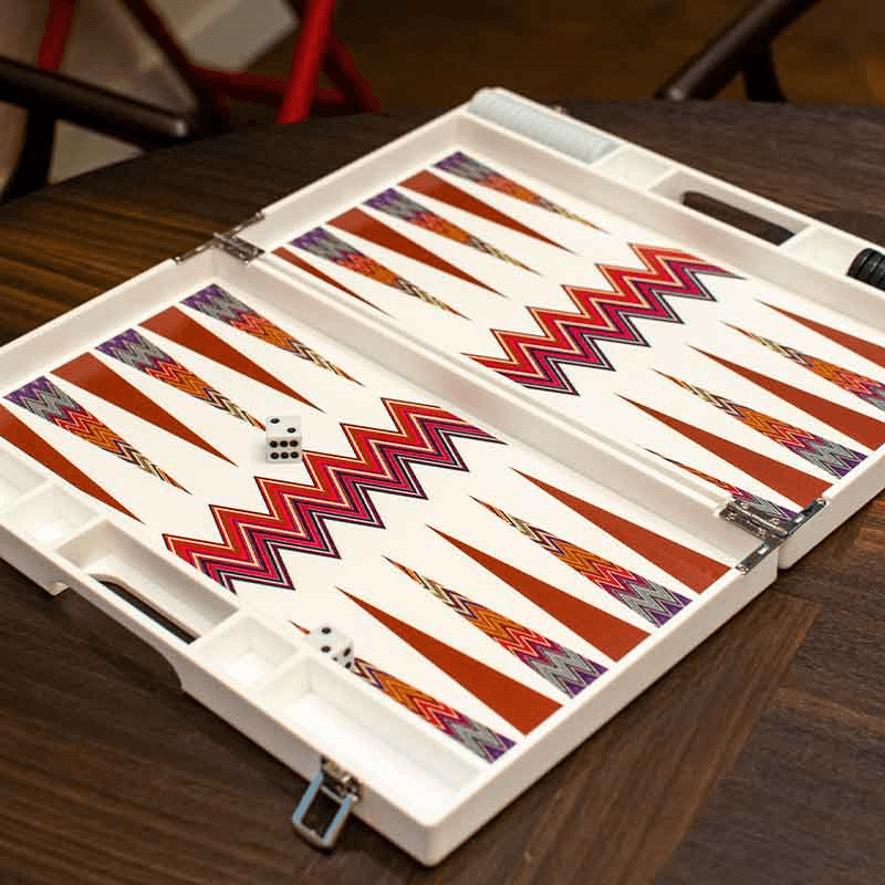 Zig Zag Backgammon Board, L45 x W38cm, White