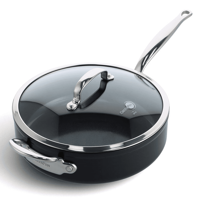 Barcelona Pro Non-Stick Skillet with Lid, 28, Black