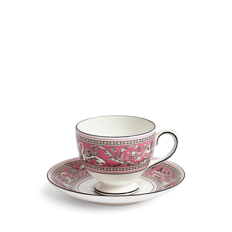 Florentine Teacup and Saucer, 174ml, Fuchsia