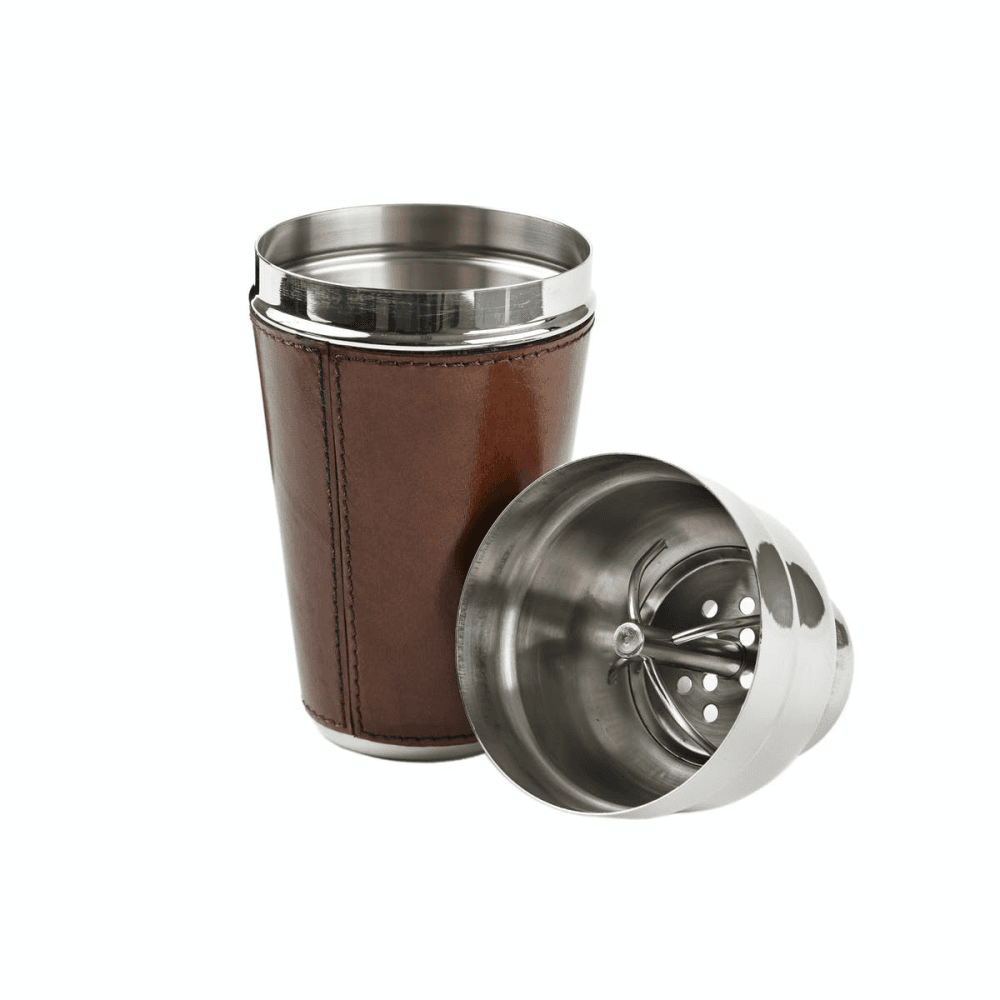 Cocktail shaker, H23 x D9.5cm, tan leather