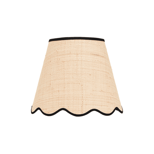 Image showing the Raffia Scallop Small Lampshade, Black Trim product.