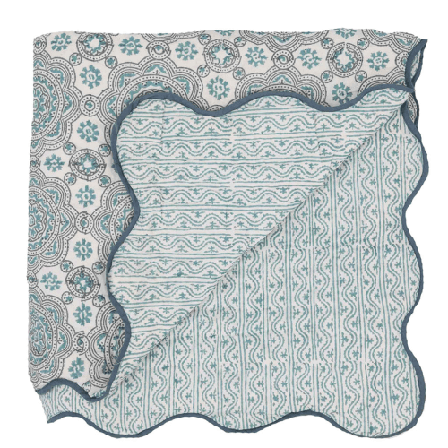 Image showing the Calabria Scallop Double Quilt, Blue product.