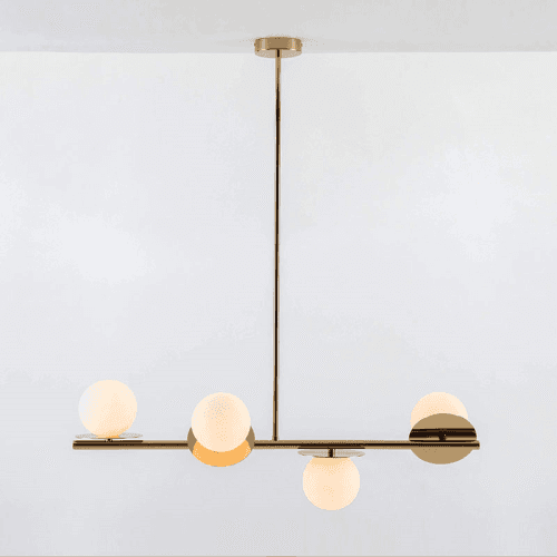 Image showing the Disk Opal Pendant Light, H108cm, Brass product.