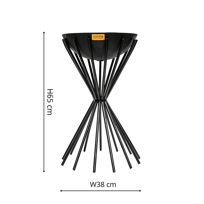 Dakota Tall Metal  Fire Pit, H65cm, Black