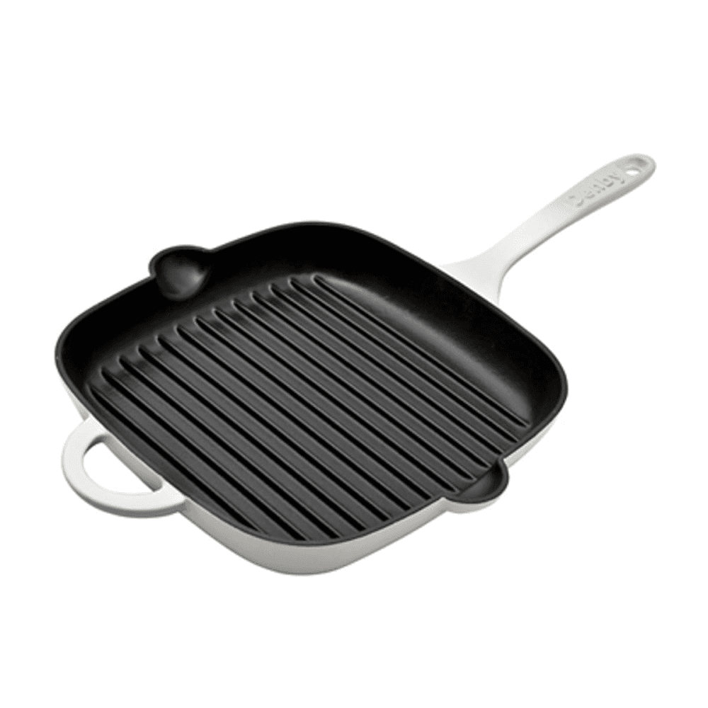Natural Cast Iron Griddle pan, 47 x 25 x 4cm, Light Grey