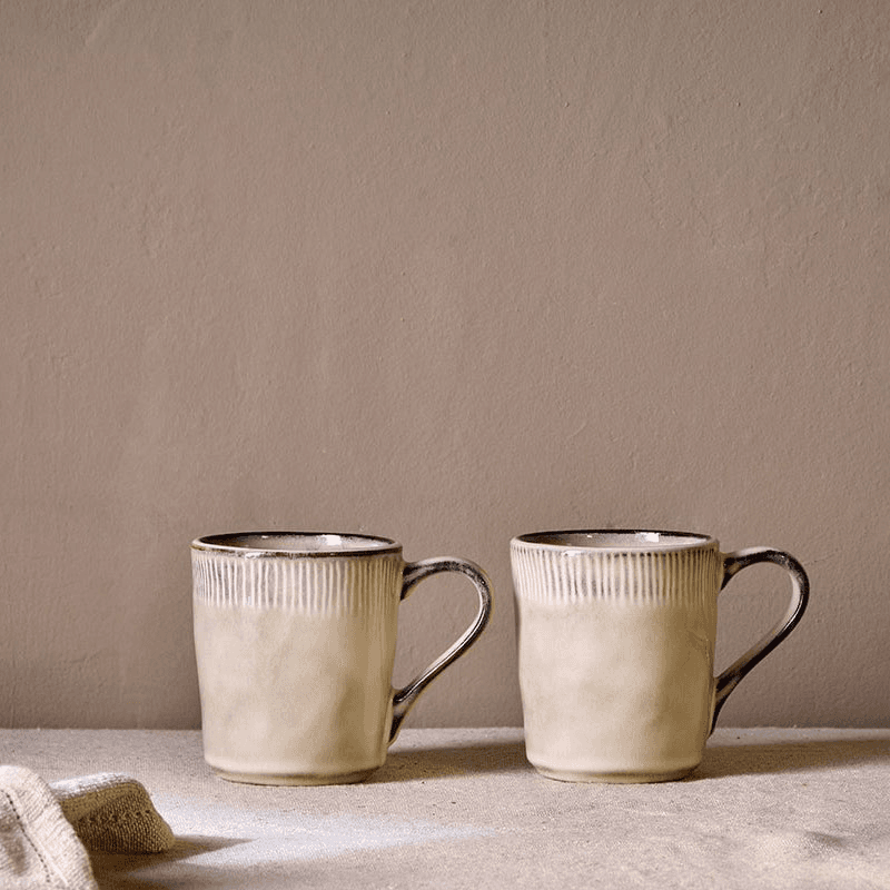 Malia Set of 2 Mugs, 380ml, Cream