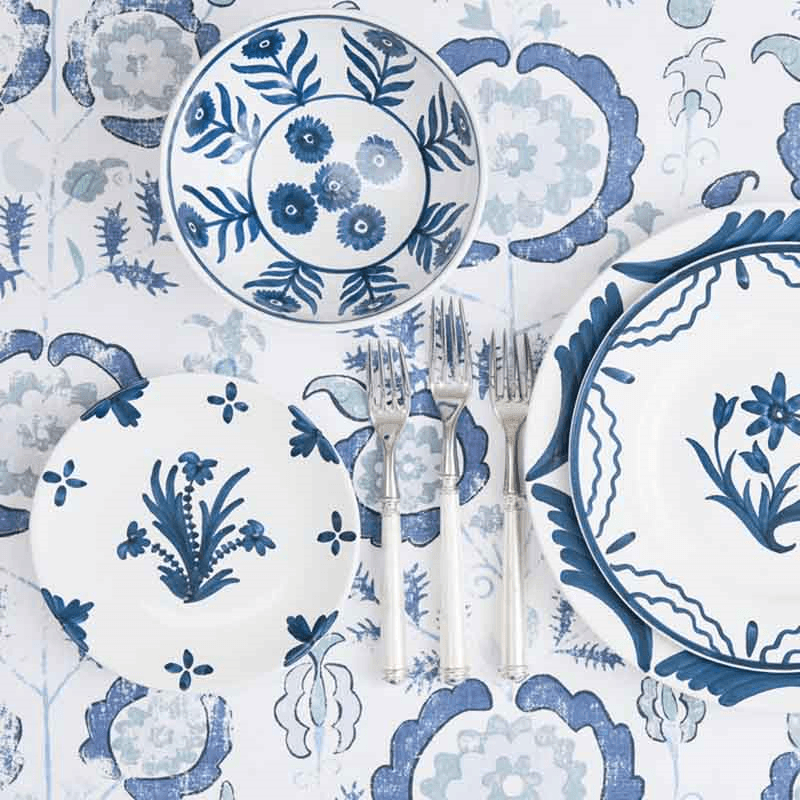 Plate, Summer Flower, Blue, Small, 17.5cm