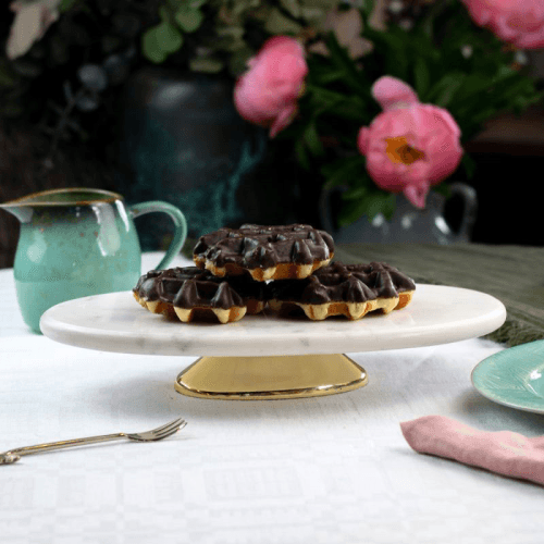 Image showing the Marble Cake Plate, L32 x W18.5 x H6cm, White product.
