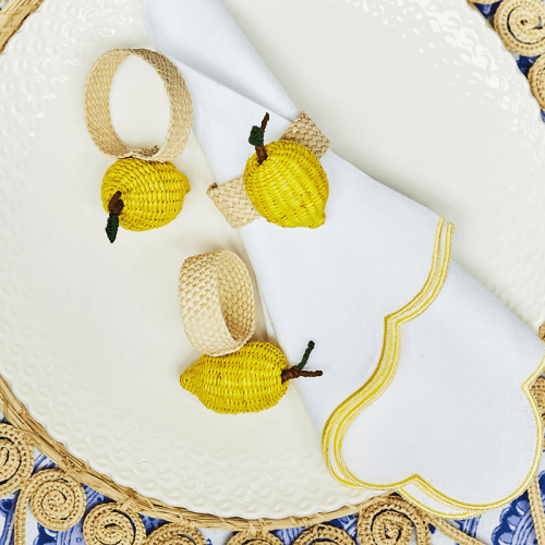 Image showing the Scallop Set of 4 Napkins, L40 x W40cm, Yellow product.
