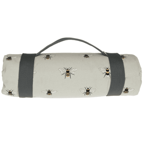 Image showing the Bees Picnic blanket, 140 x 145cm, Grey product.