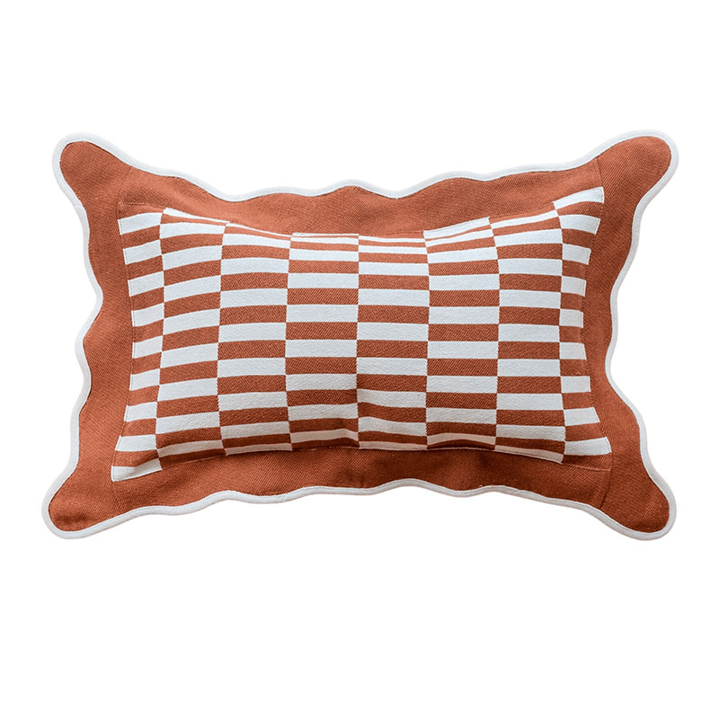 Checkerboard Cushion Cover, 30 x 50cm, Rust