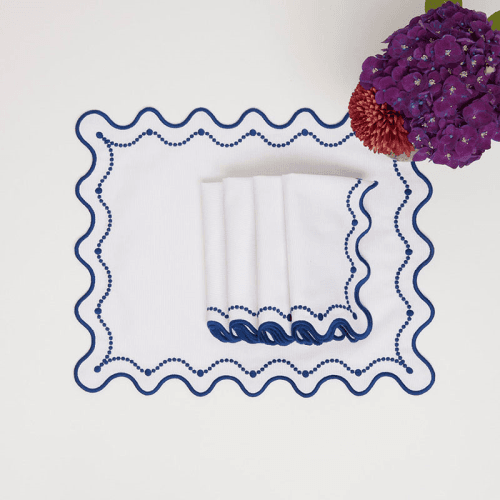 Image showing the Marni Set of 4 Placemats, L45 x W36cm, Blue &  White product.