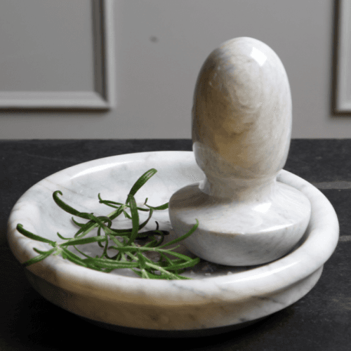 Image showing the Light Marble Flat Pestle and Mortar, Medium product.