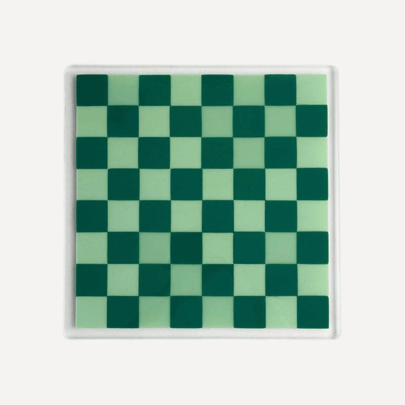 David Perry Draughts/Chessboard, 35x35x1cm, Light & Dark Green