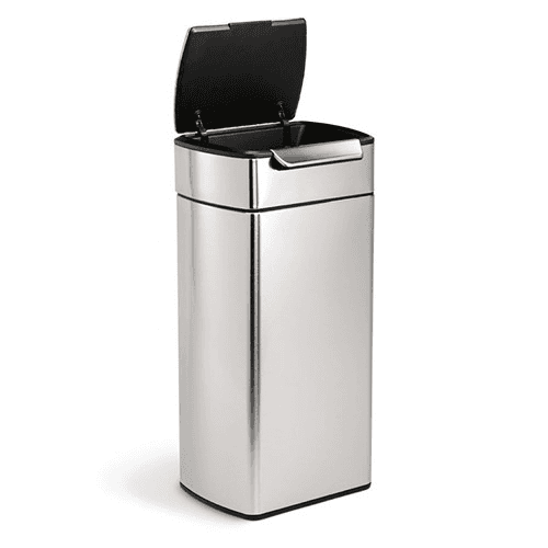Image showing the Rectangular touch bar bin, H71cm - 30 litre, Brushed Stainless Steel product.