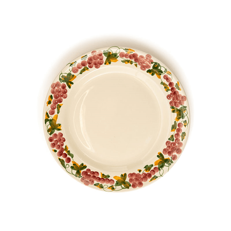 Vine Side Plate, D20cm, Green and Pink
