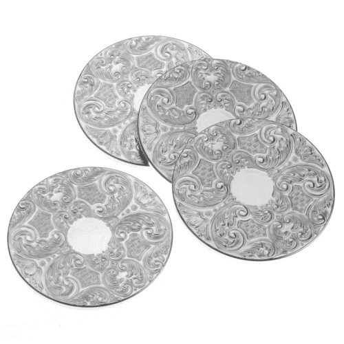 Image showing the Set of 4 drinks mats, 3.5", silver plate product.