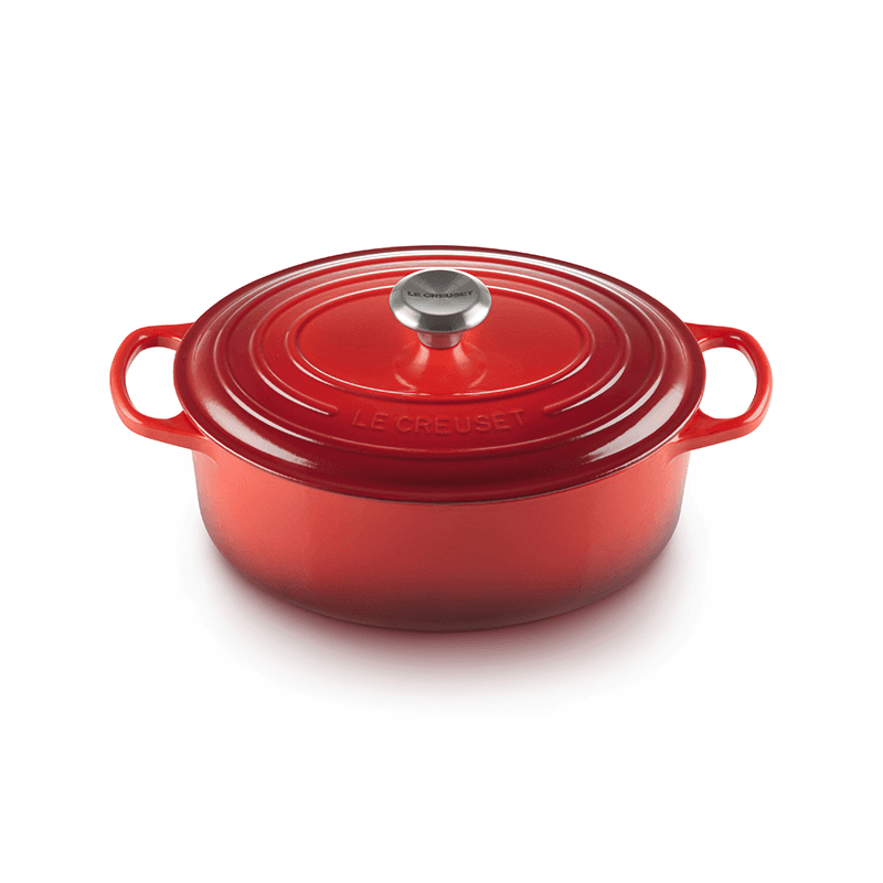 Signature Cast Iron Oval casserole, 29cm - 4.7 litre, Cerise