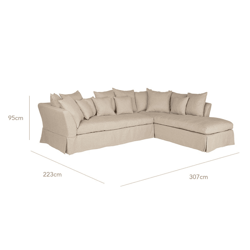 Lamorna Corner sofa, W307 x D223 x H95cm, Natural