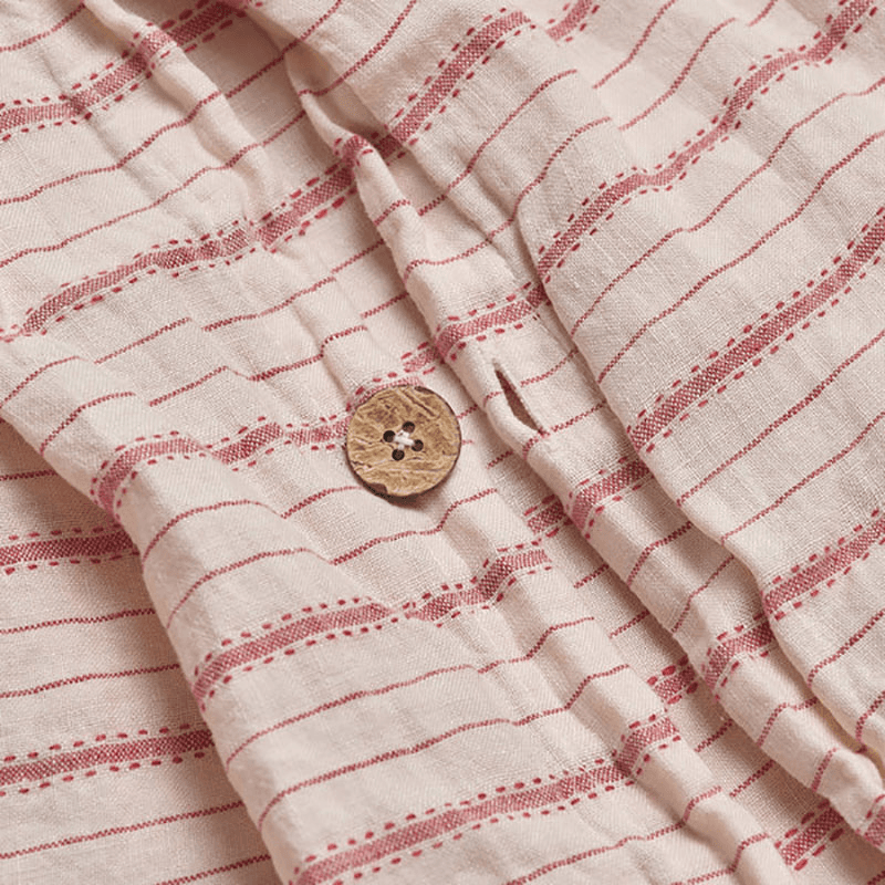 Ticking Stripe Linen Duvet Cover, Double, Mineral Red