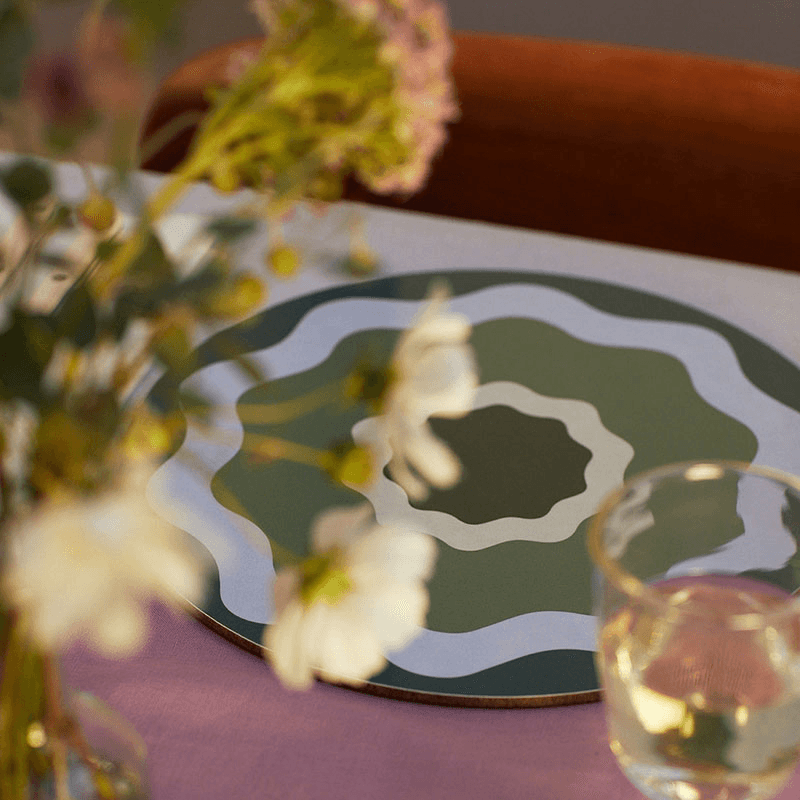 Crab Apple Set of 6 Placemats, D29cm, Green