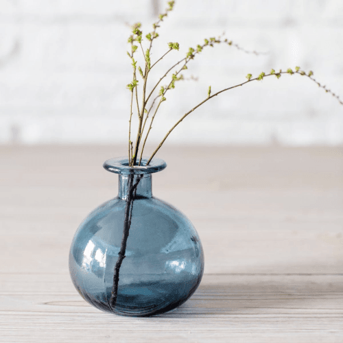 Image showing the Round Bud Vase, Recycled Glass, Blue, 12cm product.