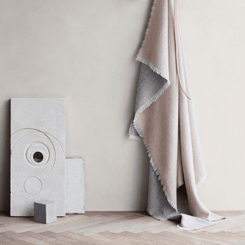 Image showing the Venice Throw, H190cm x W130cm, White/Nude product.