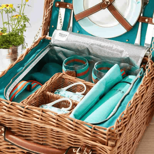 Image showing the Fortnum's Camellia Picnic Hamper for Two, Eau De Nil product.