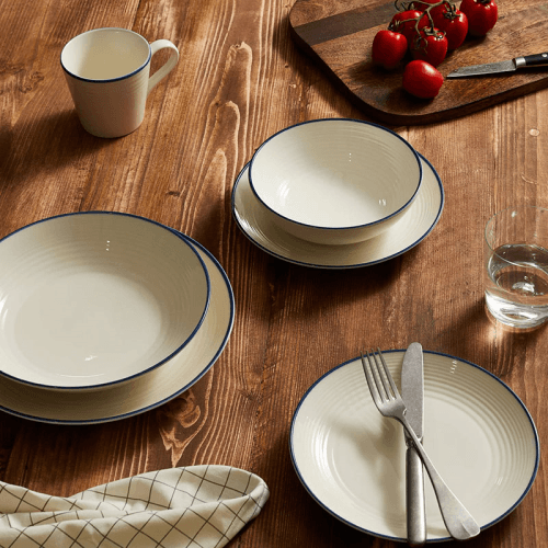 Image showing the Gordon Ramsay Maze Denim Line Set of 4 Mugs, 400ml, White product.