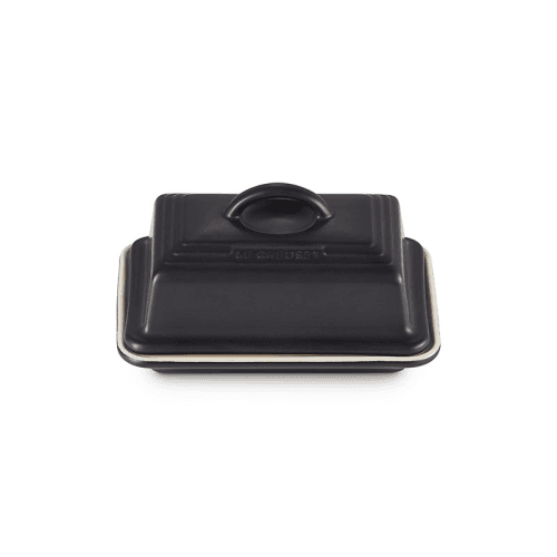 Image showing the Stoneware Butter dish, 17 x 13 x 9cm, satin black product.